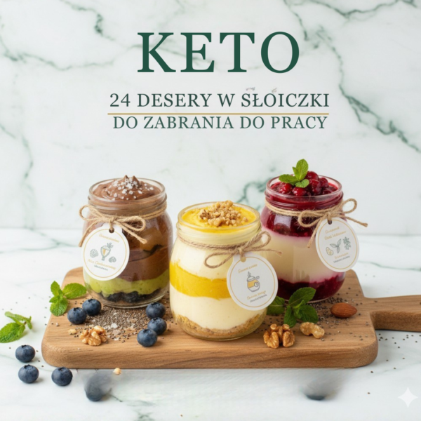 Keto desery w słoikach – okładka e-booka dietetyka klinicznego i sportowego.